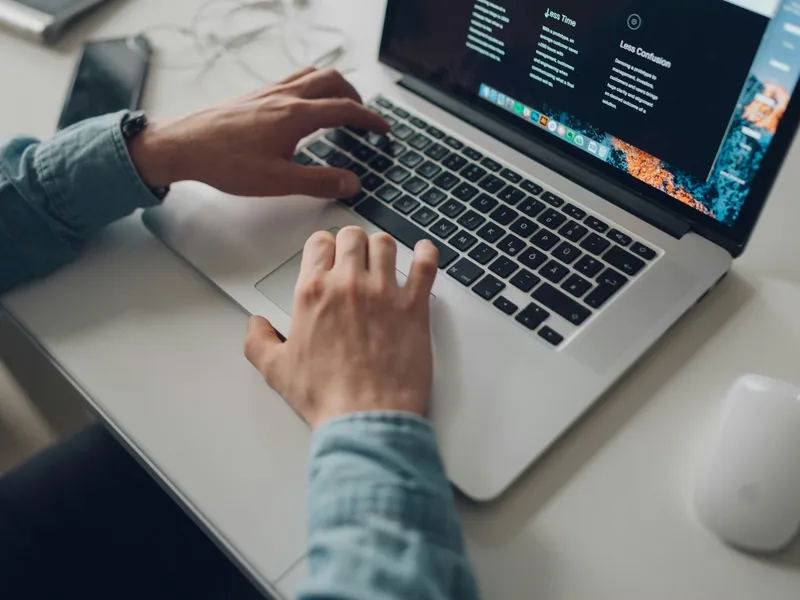 Person working on a laptop